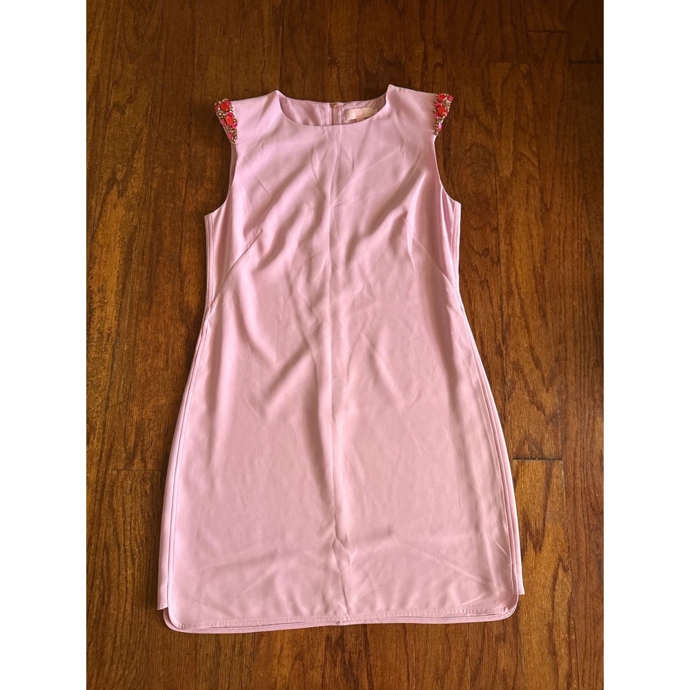 Ted Baker London Embellished Shoulder Shift Dress Pink Lilac Crystal Size 2